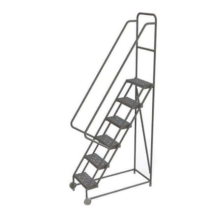 96 in H Steel Tilt and Roll Ladder, 6 Steps, 450 lb Load Capacity MPN:KDTF106166