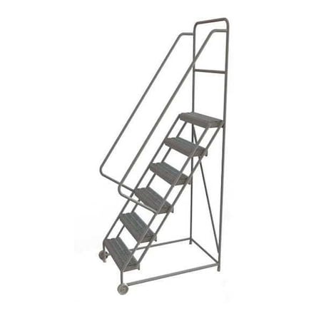 96 in H Steel Tilt and Roll Ladder, 6 Steps, 450 lb Load Capacity MPN:KDTF106242