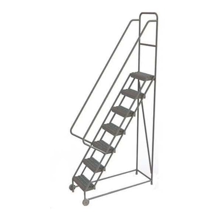 106 in H Steel Tilt and Roll Ladder, 7 Steps, 450 lb Load Capacity MPN:KDTF107162