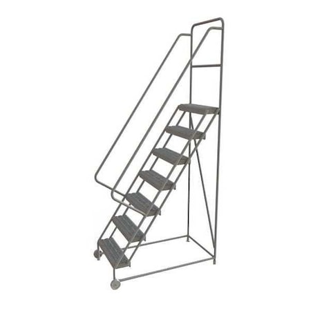 106 in H Steel Tilt and Roll Ladder, 7 Steps, 450 lb Load Capacity MPN:KDTF107242