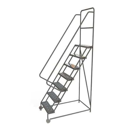 106 in H Steel Tilt and Roll Ladder, 7 Steps, 450 lb Load Capacity MPN:KDTF107246