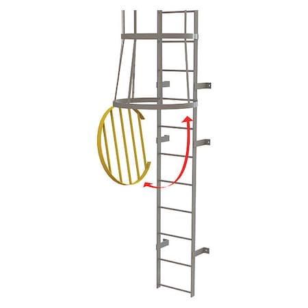 Ladder, Fixed, Steel, Cage Door MPN:OPFS04-Y
