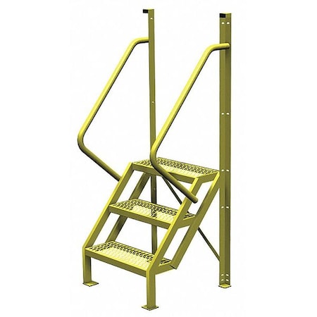 82 in Overall H, Ladder, Steel, 3 Steps, Yellow Powder Coated Finish, 1, 000 lb Load Capacity MPN:UCL5003242