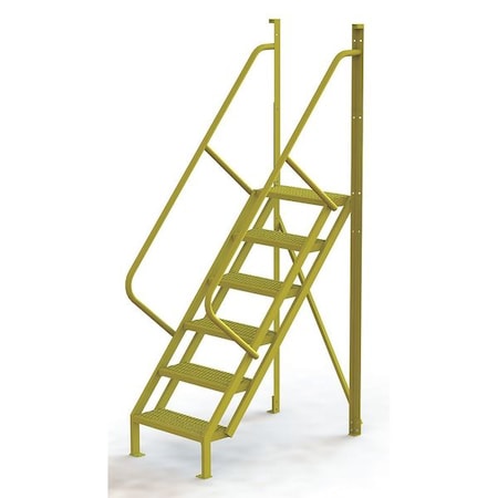 102 in Overall H, Ladder, Steel, 6 Steps, Yellow Powder Coated Finish, 1, 000 lb Load Capacity MPN:UCL5006242