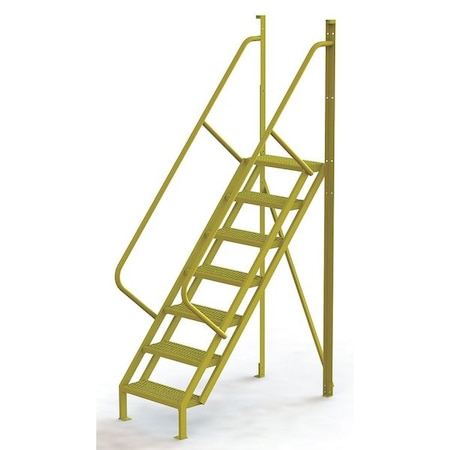 112 in Overall H, Ladder, Steel, 7 Steps, Yellow Powder Coated Finish, 1, 000 lb Load Capacity MPN:UCL5007242