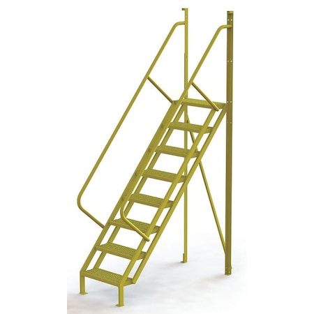 122 in Overall H, Ladder, Steel, 8 Steps, Yellow Powder Coated Finish, 1, 000 lb Load Capacity MPN:UCL5008242
