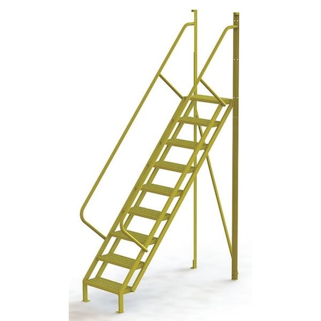 132 in Overall H, Ladder, Steel, 9 Steps, Yellow Powder Coated Finish, 1, 000 lb Load Capacity MPN:UCL5009242
