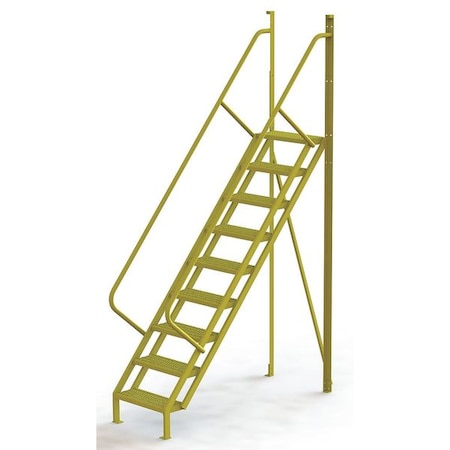 132 in Overall H, Ladder, Steel, 9 Steps, Yellow Powder Coated Finish, 1, 000 lb Load Capacity MPN:UCL5009246
