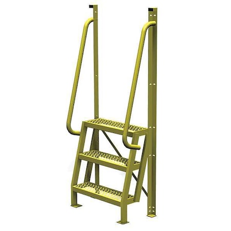 82 in Overall H, Ladder, Steel, 3 Steps, Yellow Powder Coated Finish, 1, 000 lb Load Capacity MPN:UCL7503242
