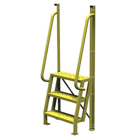 82 in Overall H, Ladder, Steel, 3 Steps, Yellow Powder Coated Finish, 1, 000 lb Load Capacity MPN:UCL7503246