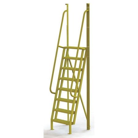 122 in Overall H, Ladder, Steel, 8 Steps, Yellow Powder Coated Finish, 1, 000 lb Load Capacity MPN:UCL7508242