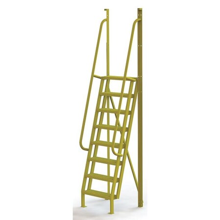122 in Overall H, Ladder, Steel, 8 Steps, Yellow Powder Coated Finish, 1, 000 lb Load Capacity MPN:UCL7508246