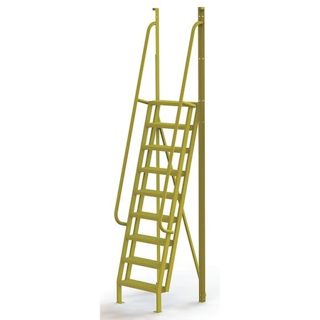 132 in Overall H, Ladder, Steel, 9 Steps, Yellow Powder Coated Finish, 1, 000 lb Load Capacity MPN:UCL7509242