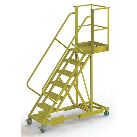 112 in H Steel Cantilever Rolling Ladder, 7 Steps, 300 lb Load Capacity MPN:UCS500720246