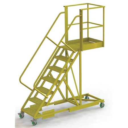 112 in H Steel Cantilever Rolling Ladder, 7 Steps, 300 lb Load Capacity MPN:UCS500730242