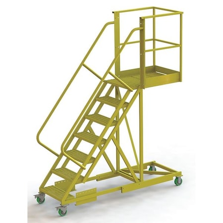 112 in H Steel Cantilever Rolling Ladder, 7 Steps, 300 lb Load Capacity MPN:UCS500730246