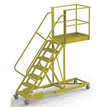 112 in H Steel Cantilever Rolling Ladder, 7 Steps, 300 lb Load Capacity MPN:UCS500740242