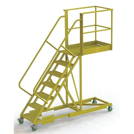 112 in H Steel Cantilever Rolling Ladder, 7 Steps, 300 lb Load Capacity MPN:UCS500740246