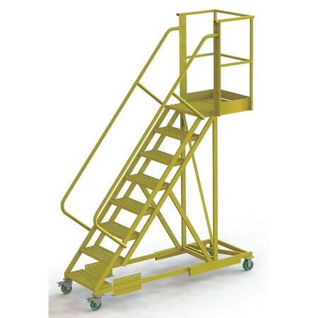 122 in H Steel Cantilever Rolling Ladder, 8 Steps, 300 lb Load Capacity MPN:UCS500820242