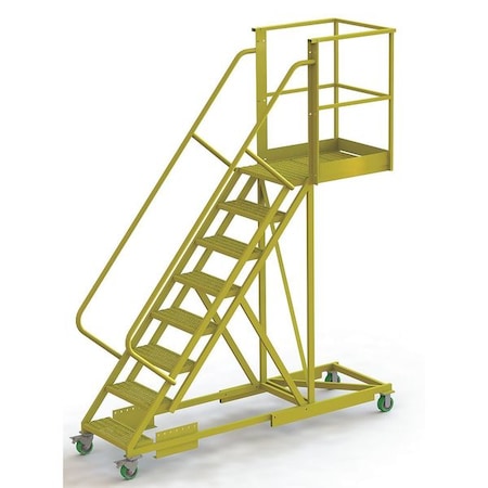 122 in H Steel Cantilever Rolling Ladder, 8 Steps, 300 lb Load Capacity MPN:UCS500830246