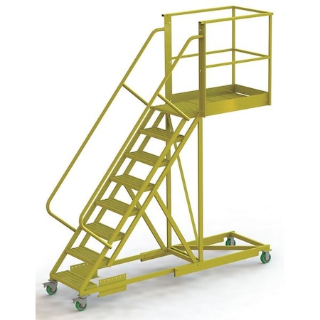 122 in H Steel Cantilever Rolling Ladder, 8 Steps, 300 lb Load Capacity MPN:UCS500840242
