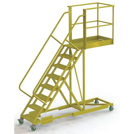 122 in H Steel Cantilever Rolling Ladder, 8 Steps, 300 lb Load Capacity MPN:UCS500840246