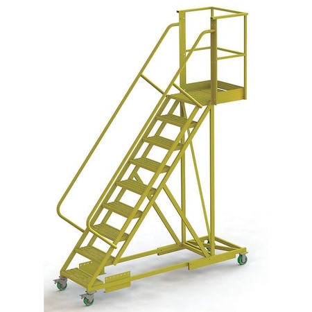 132 in H Steel Cantilever Rolling Ladder, 9 Steps, 300 lb Load Capacity MPN:UCS500920242