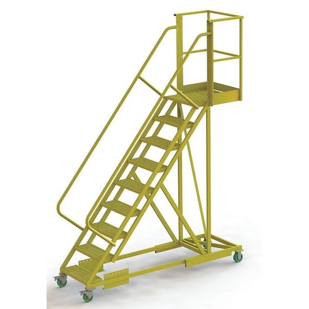132 in H Steel Cantilever Rolling Ladder, 9 Steps, 300 lb Load Capacity MPN:UCS500920246