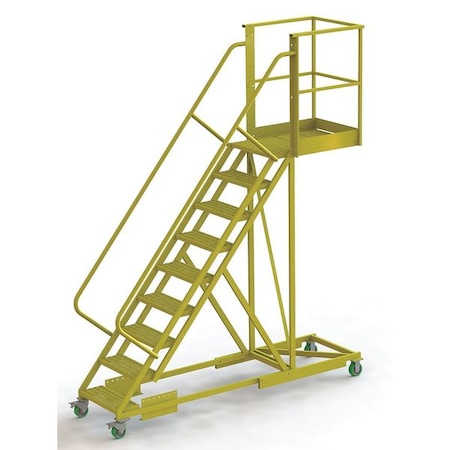 132 in H Steel Cantilever Rolling Ladder, 9 Steps, 300 lb Load Capacity MPN:UCS500930242