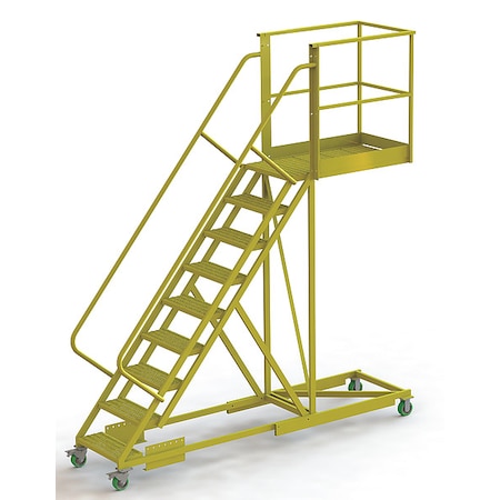 132 in H Steel Cantilever Rolling Ladder, 9 Steps, 300 lb Load Capacity MPN:UCS500940246