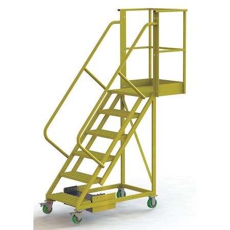 102 in H Steel Cantilever Rolling Ladder, 6 Steps, 300 lb Load Capacity MPN:UCU500620242
