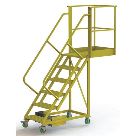 102 in H Steel Cantilever Rolling Ladder, 6 Steps, 300 lb Load Capacity MPN:UCU500630242