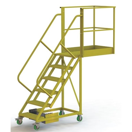 102 in H Steel Cantilever Rolling Ladder, 6 Steps, 300 lb Load Capacity MPN:UCU500640242