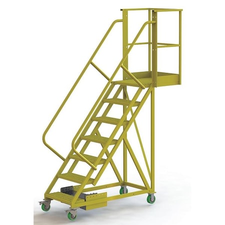 112 in H Steel Cantilever Rolling Ladder, 7 Steps, 300 lb Load Capacity MPN:UCU500720242