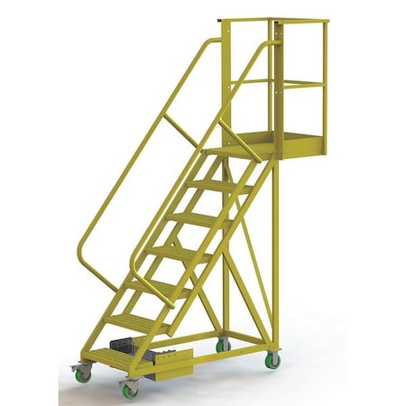 112 in H Steel Cantilever Rolling Ladder, 7 Steps, 300 lb Load Capacity MPN:UCU500720246