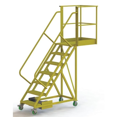 112 in H Steel Cantilever Rolling Ladder, 7 Steps, 300 lb Load Capacity MPN:UCU500730242