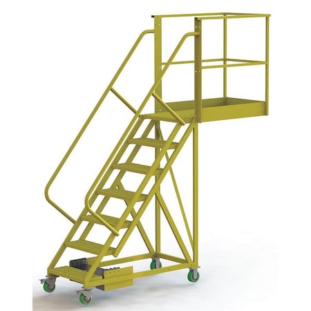 112 in H Steel Cantilever Rolling Ladder, 7 Steps, 300 lb Load Capacity MPN:UCU500740242