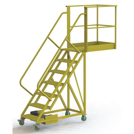 112 in H Steel Cantilever Rolling Ladder, 7 Steps, 300 lb Load Capacity MPN:UCU500740246