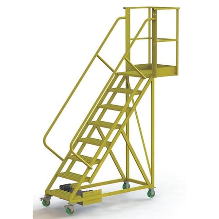 122 in H Steel Cantilever Rolling Ladder, 8 Steps, 300 lb Load Capacity MPN:UCU500820242