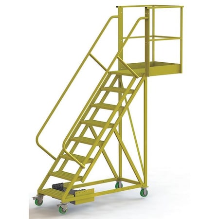 122 in H Steel Cantilever Rolling Ladder, 8 Steps, 300 lb Load Capacity MPN:UCU500830246