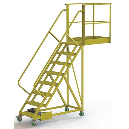 122 in H Steel Cantilever Rolling Ladder, 8 Steps, 300 lb Load Capacity MPN:UCU500840246