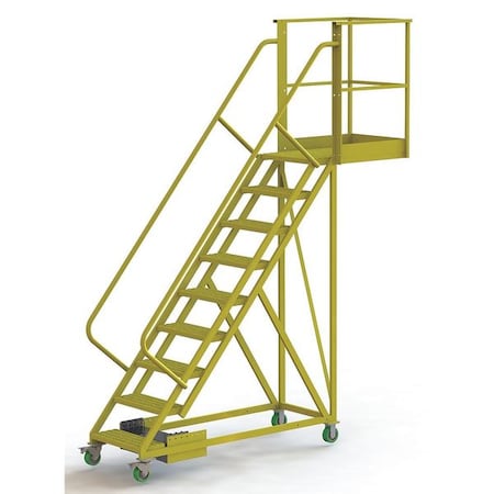 132 in H Steel Cantilever Rolling Ladder, 9 Steps, 300 lb Load Capacity MPN:UCU500920246