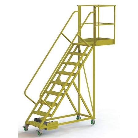 132 in H Steel Cantilever Rolling Ladder, 9 Steps, 300 lb Load Capacity MPN:UCU500930242