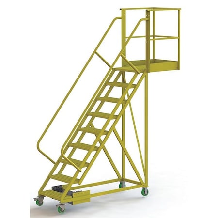 132 in H Steel Cantilever Rolling Ladder, 9 Steps, 300 lb Load Capacity MPN:UCU500930246
