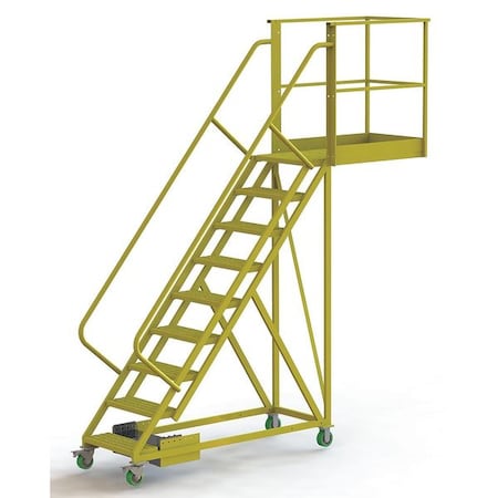 132 in H Steel Cantilever Rolling Ladder, 9 Steps, 300 lb Load Capacity MPN:UCU500940246