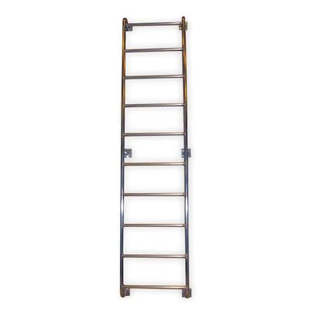 10 ft 2 in Overall H, Fixed Ladder, Aluminum, 10 Steps, Side Step Exit, Aluminum Finish MPN:WLA6SS