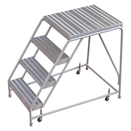 40 in H Aluminum Rolling Ladder, 4 Steps, 350 lb Load Capacity MPN:WLAR004164-D5