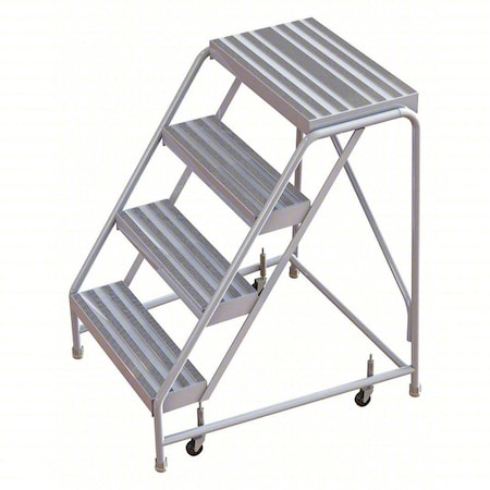 40 in H Aluminum Rolling Ladder, 4 Steps, 350 lb Load Capacity MPN:WLAR004244