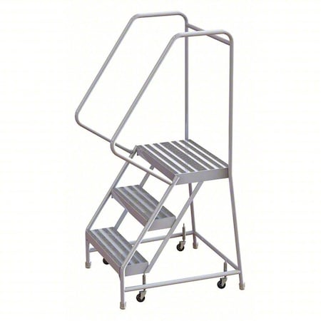 5.2 ft H Aluminum Rolling Ladder, 3 Steps, 350 lb Load Capacity MPN:WLAR103244