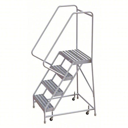 6 ft H Aluminum Rolling Ladder, 4 Steps, 350 lb Load Capacity MPN:WLAR104164